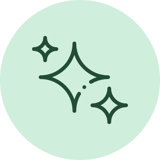 Illustration of sparkling stars with a light green background.
