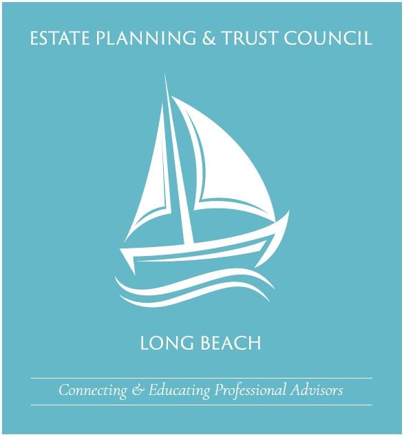 Estate Planning & Trust Council of Long Beach logo, featuring a white sailboat graphic on a turquoise background with the tagline "Connecting & Educating Professional Advisors