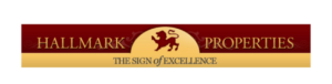 Hallmark Properties logo with gold lion emblem and gold text on a burgundy background.