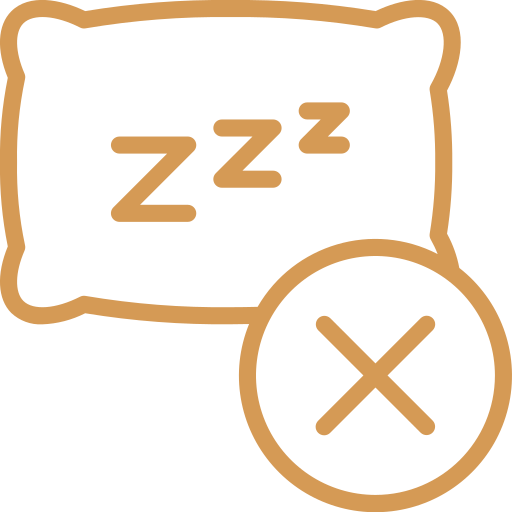 A pillow with the letter Z and a circle with an X overlay, indicating sleep or canceling sleep.
