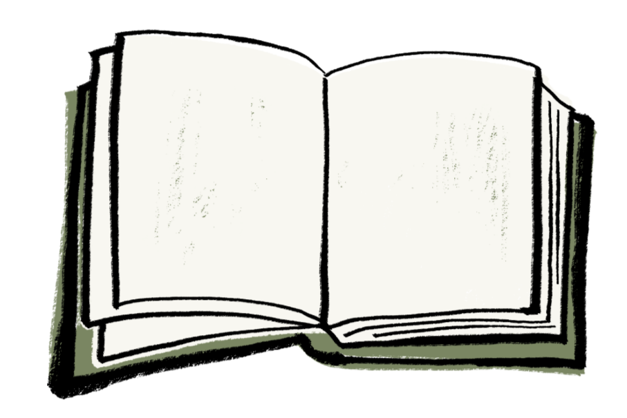 Open book with blank pages and a black outline.