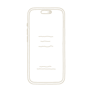 Schwarzes Smartphone mit weißem Bildschirm, auf dem eine Textnachricht angezeigt wird.