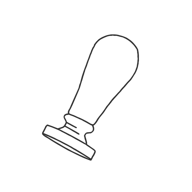 Ein Stempel auf schwarzem Hintergrund.