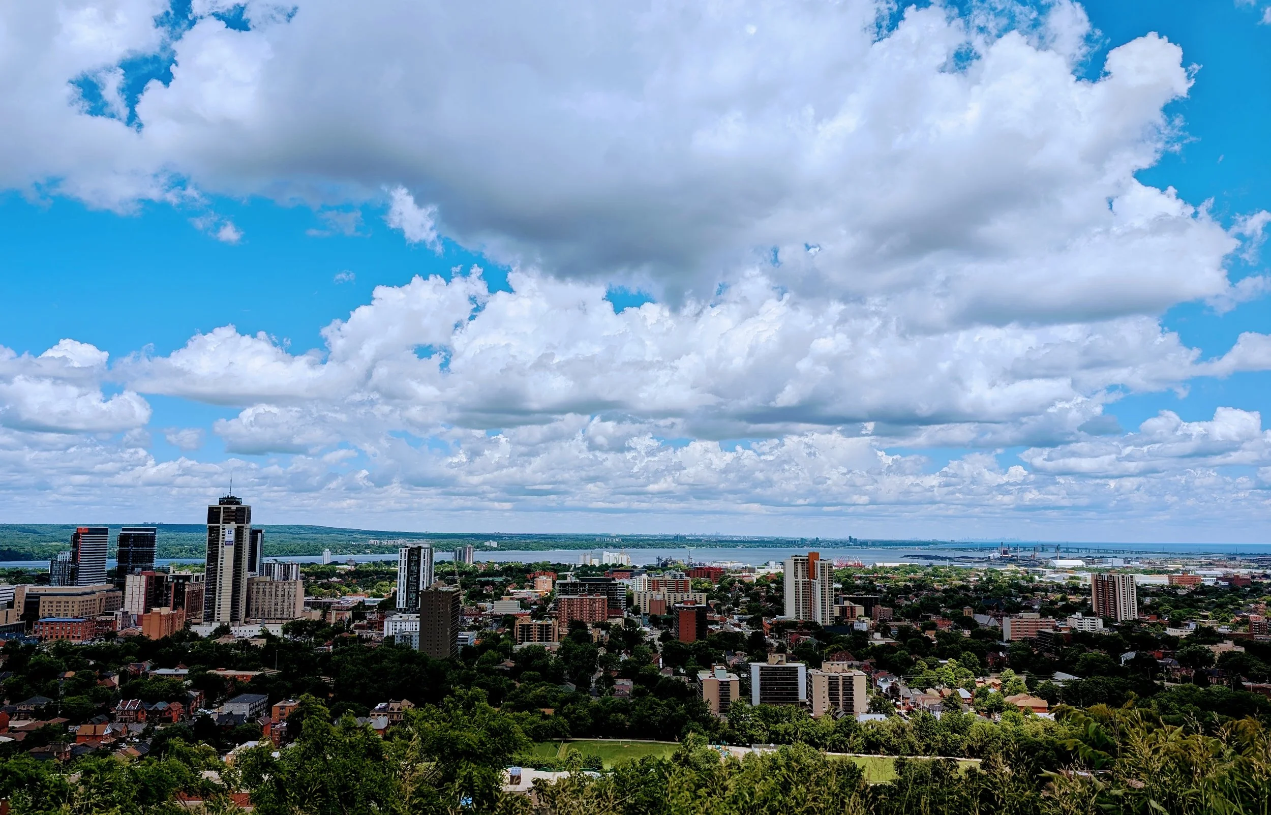 View of Hamilton and Hamilton Harbour from Sam Lawrence Park.