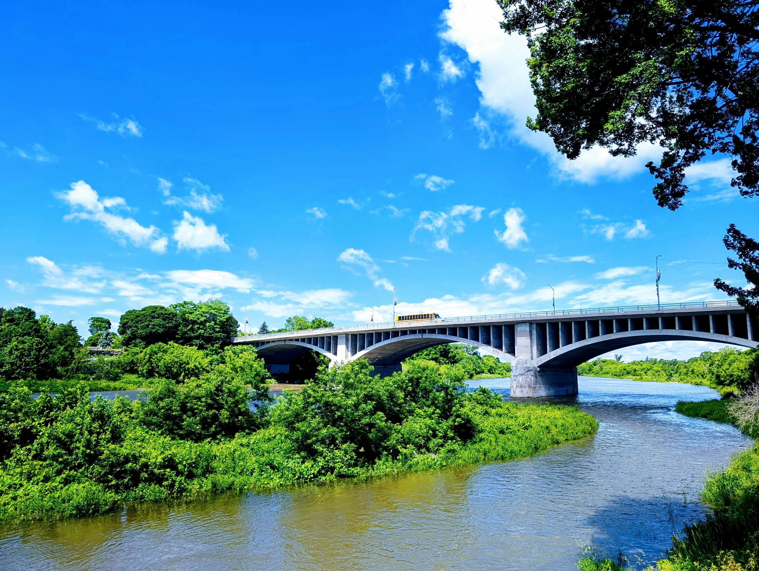 Lorne Bridge spanning the Grand River in Brantford, Ontario.