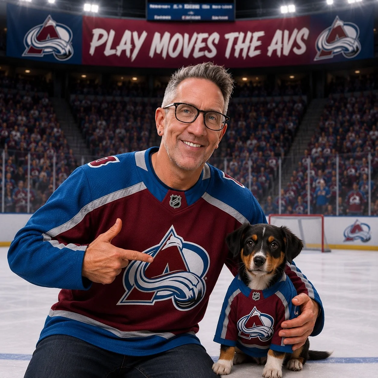 Just me and the Playground mascot showing some love for the AVS moving on to the Western conference finals. What a game last night!! #goavs #playmoves  Are the Avalanche taking home the Stanley Cup this year??