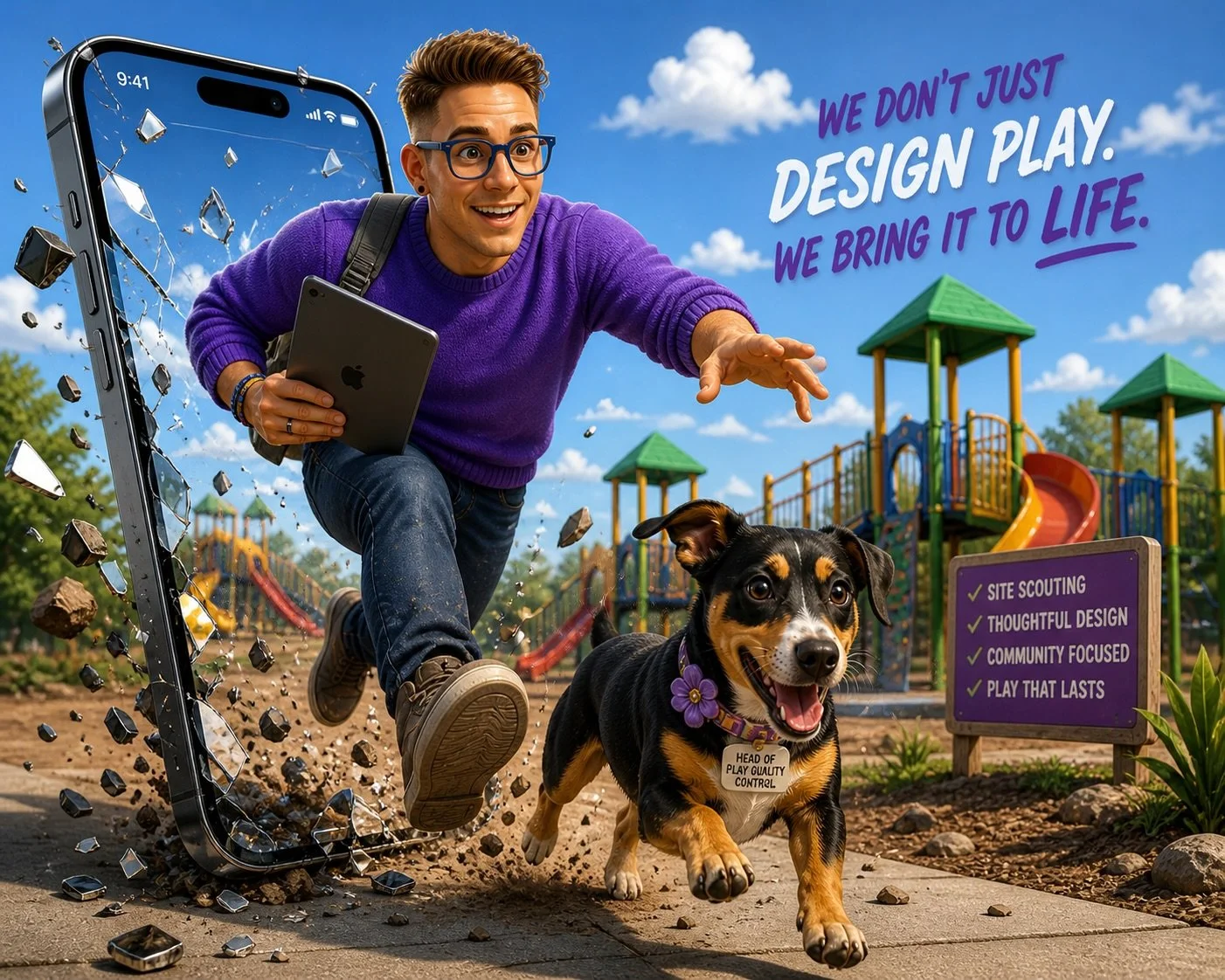 Every playground guy needs a mascot right? I mean I have my &ldquo;tech team&rdquo; that you&rsquo;ve seen, but I had to include the cutest dog ever! I cartoonified Fruit Loops and made her my playground &rdquo;scout&rdquo;  The head of play quality 
