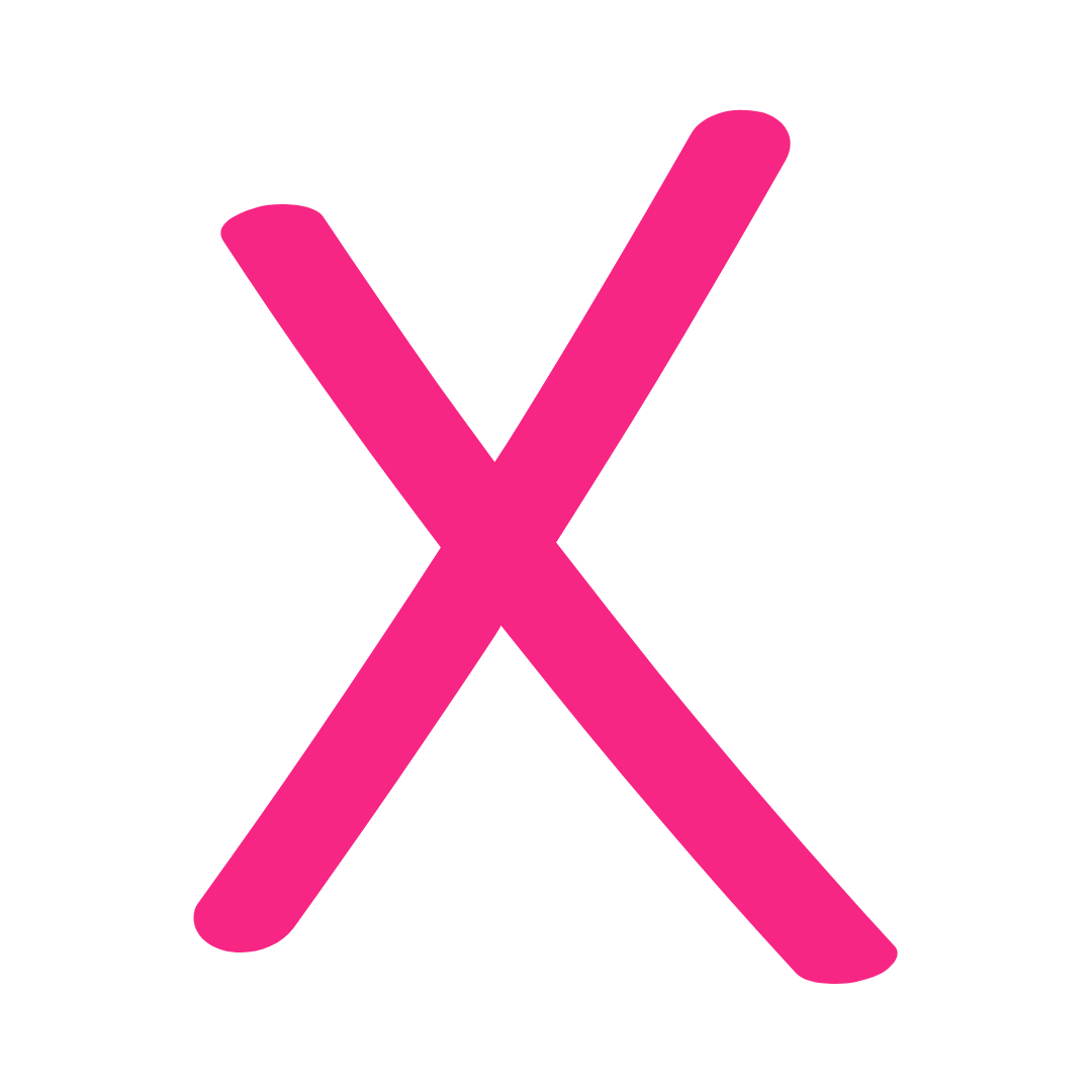 Pink check mark on black background.