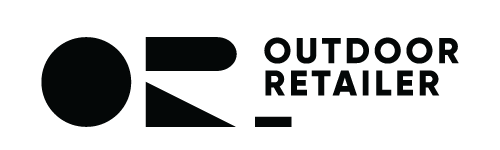 A black logo with a circle and geometric shapes, along with the text 'Outdoor Retailer'