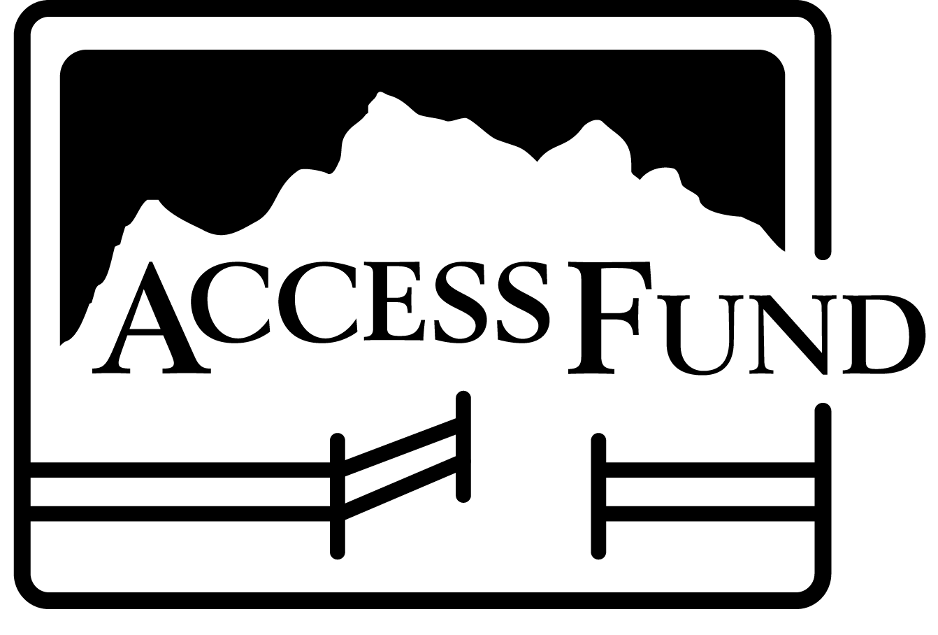 Black silhouette of three flowers with stems and leaves on a white background. Access Fund is a non profit based in the Boulder, CO area that supports pretecting climbing destinations all across the United States.