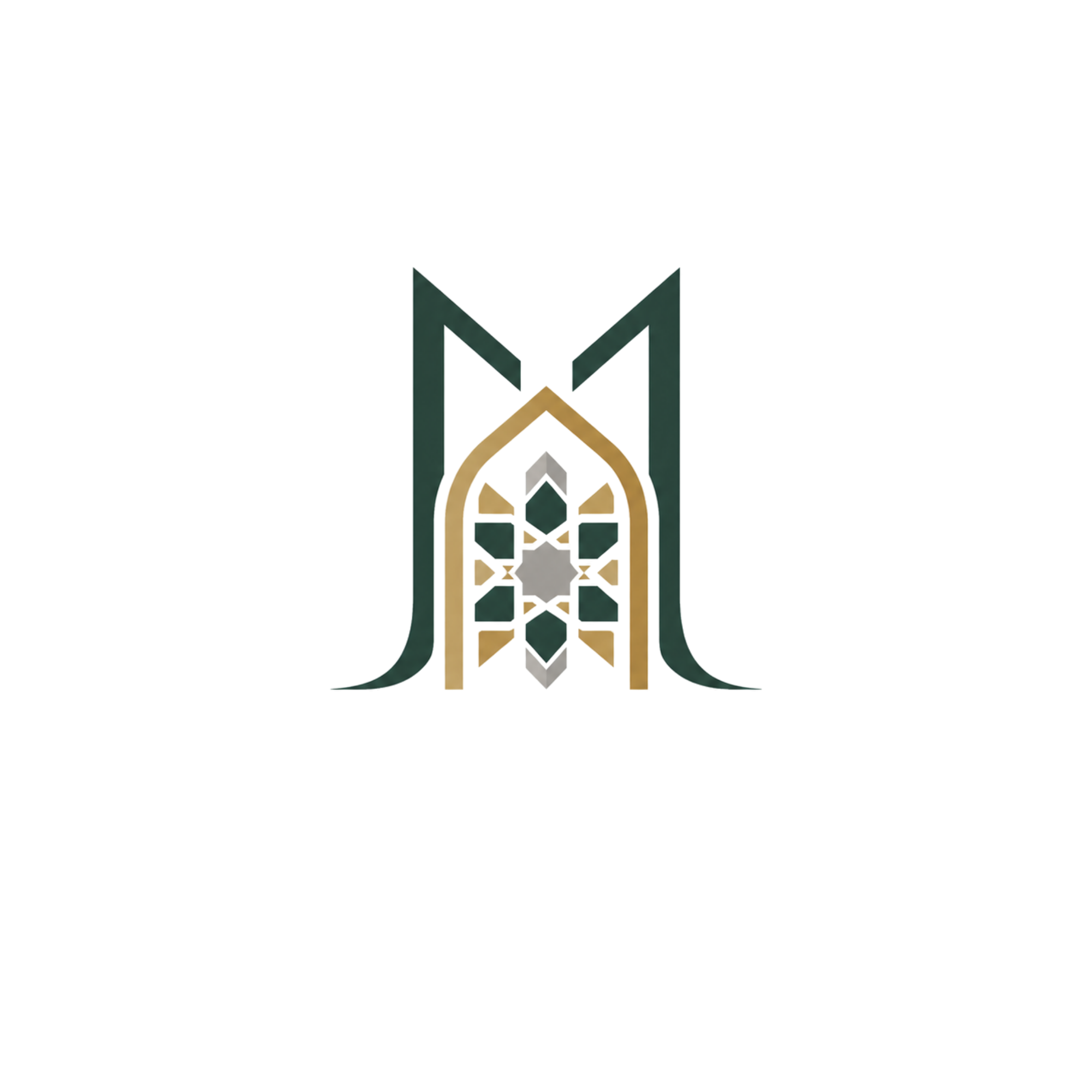 A stylized geometric logo with a black background, featuring a multicolored pentagon and arrow shapes pointing upward.