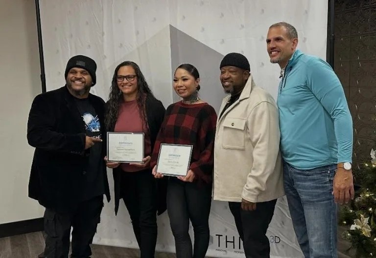 A Group of individuals completing leadership development training with Think 3D Solutions.