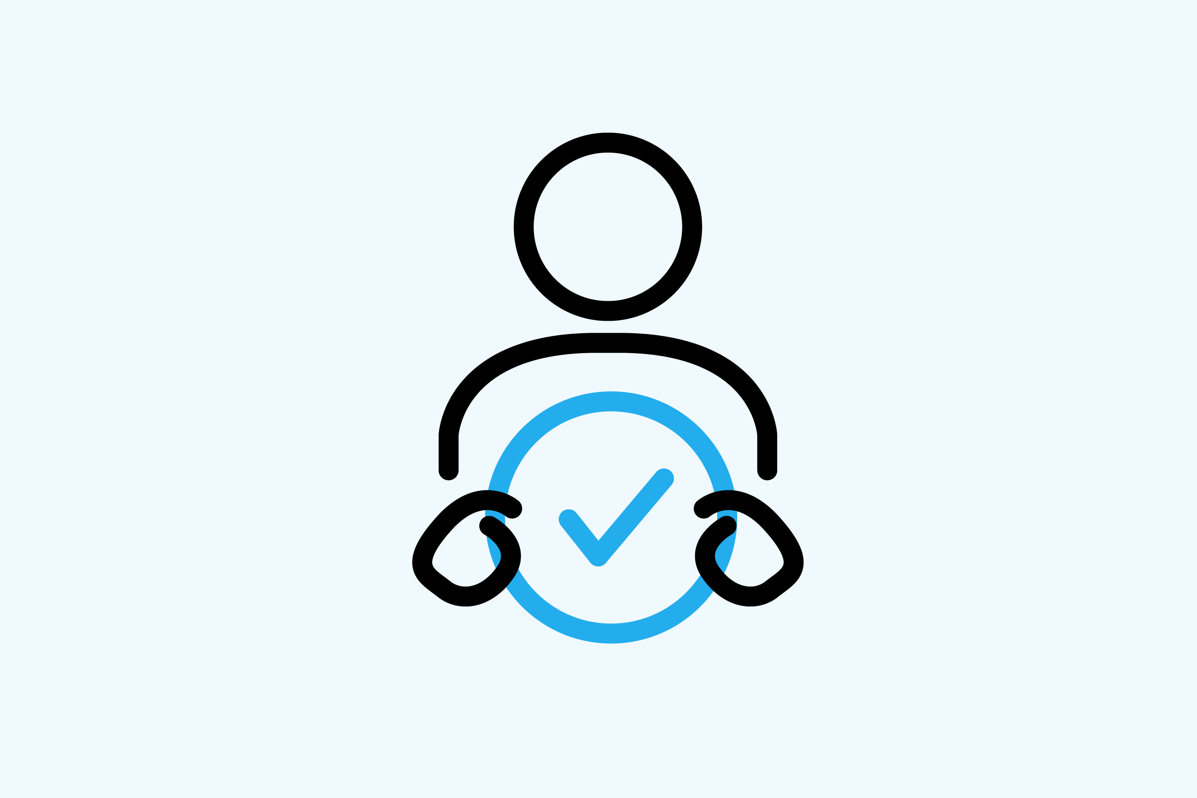 line icon person holding a checkmark