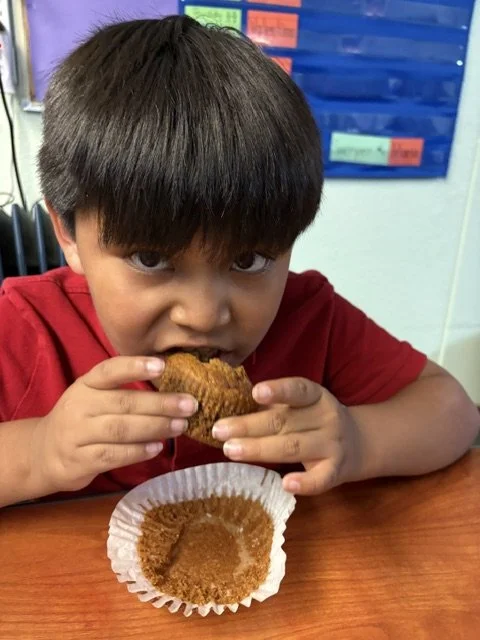 Tasting pumpkin muffins that students baked!