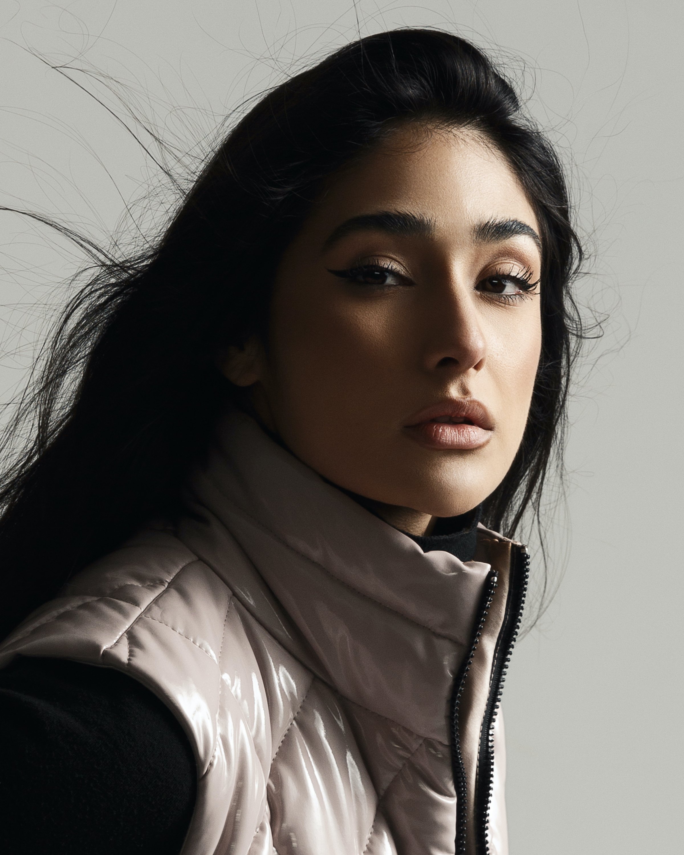 high-fashion portrait with rembrandt lighting photographed in los angeles california by donovan cole with orange kat energy for the model experience