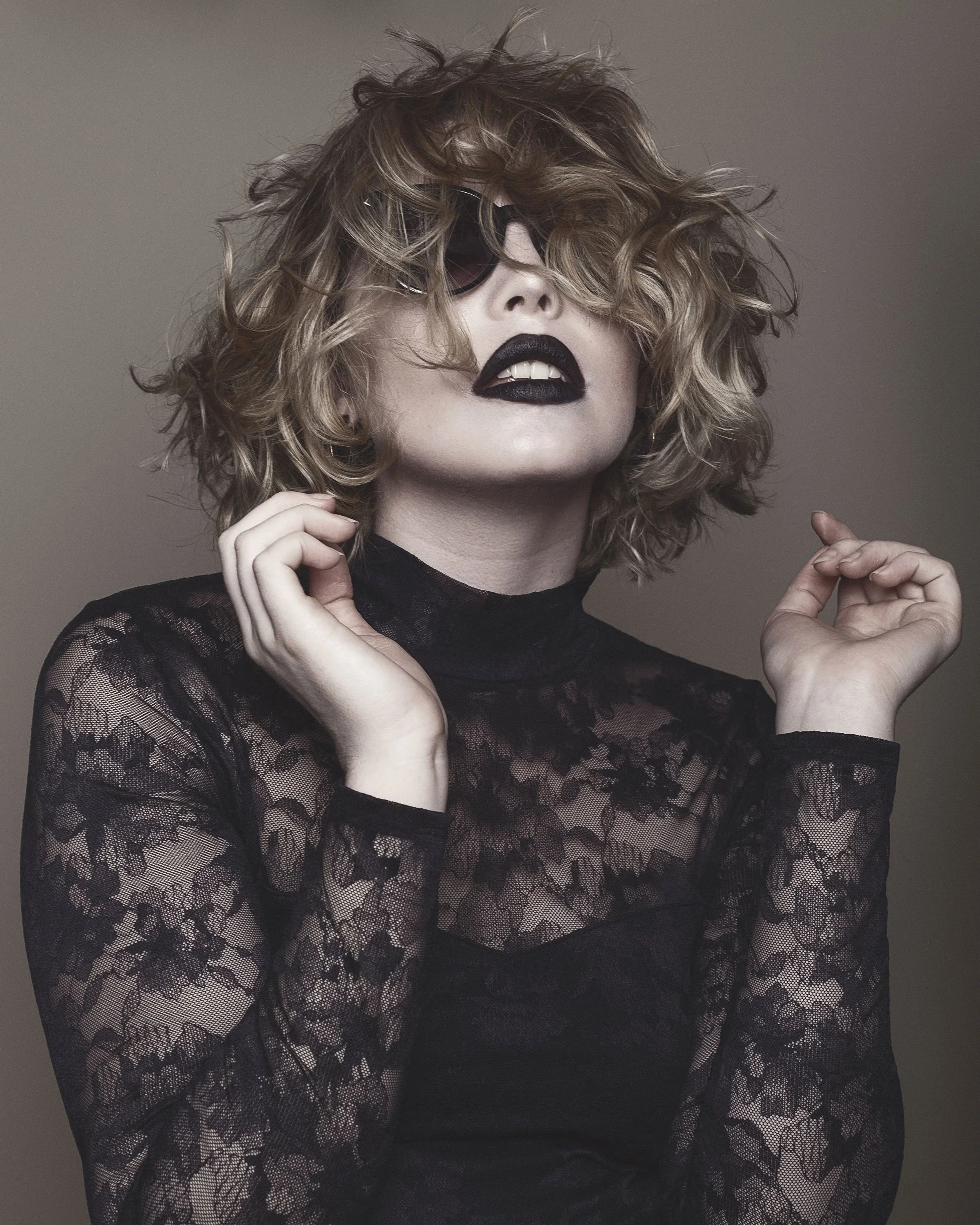 dramatic high fashion portrait for hair care company