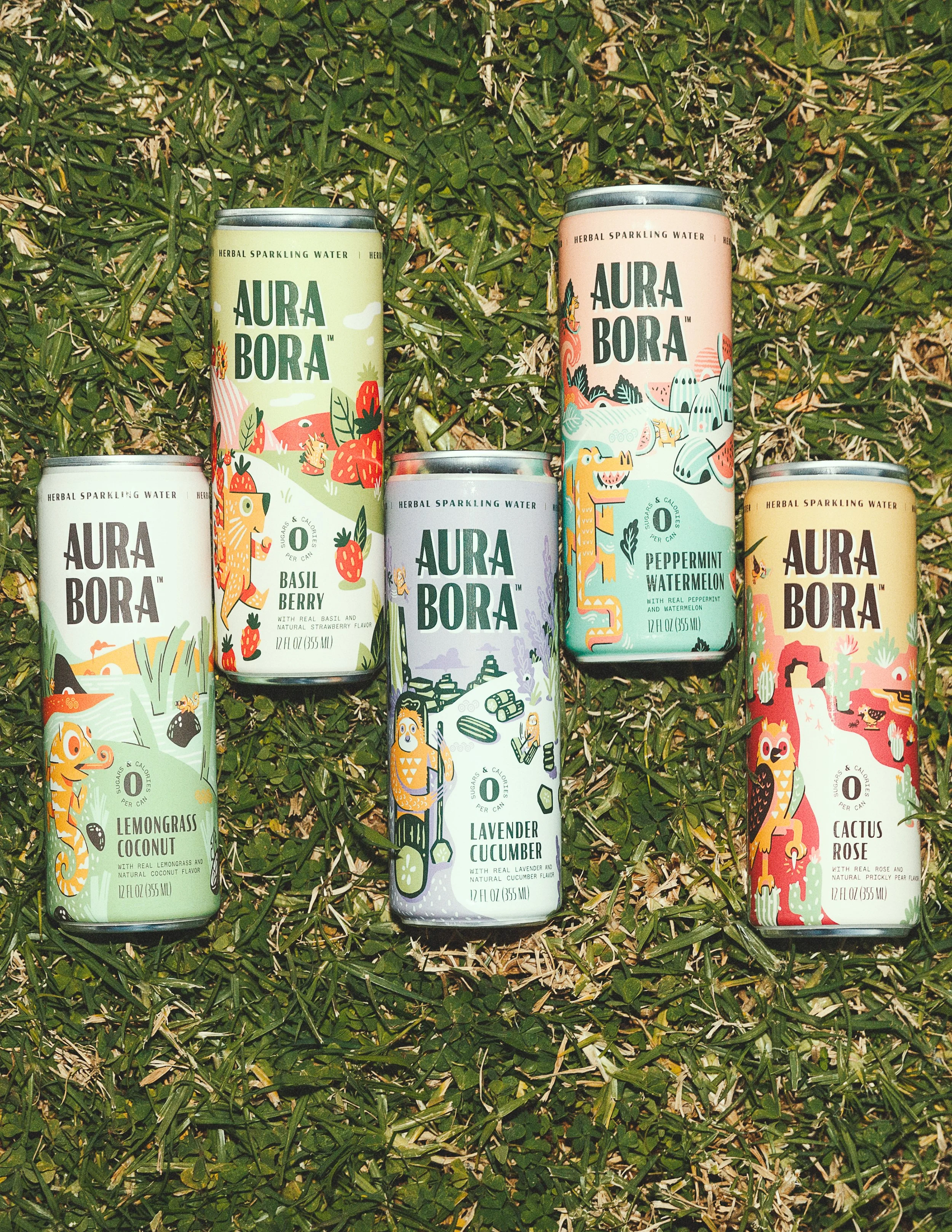 aura bora sparkling water beverage brand campaign photographed by donovan cole orange kat energy