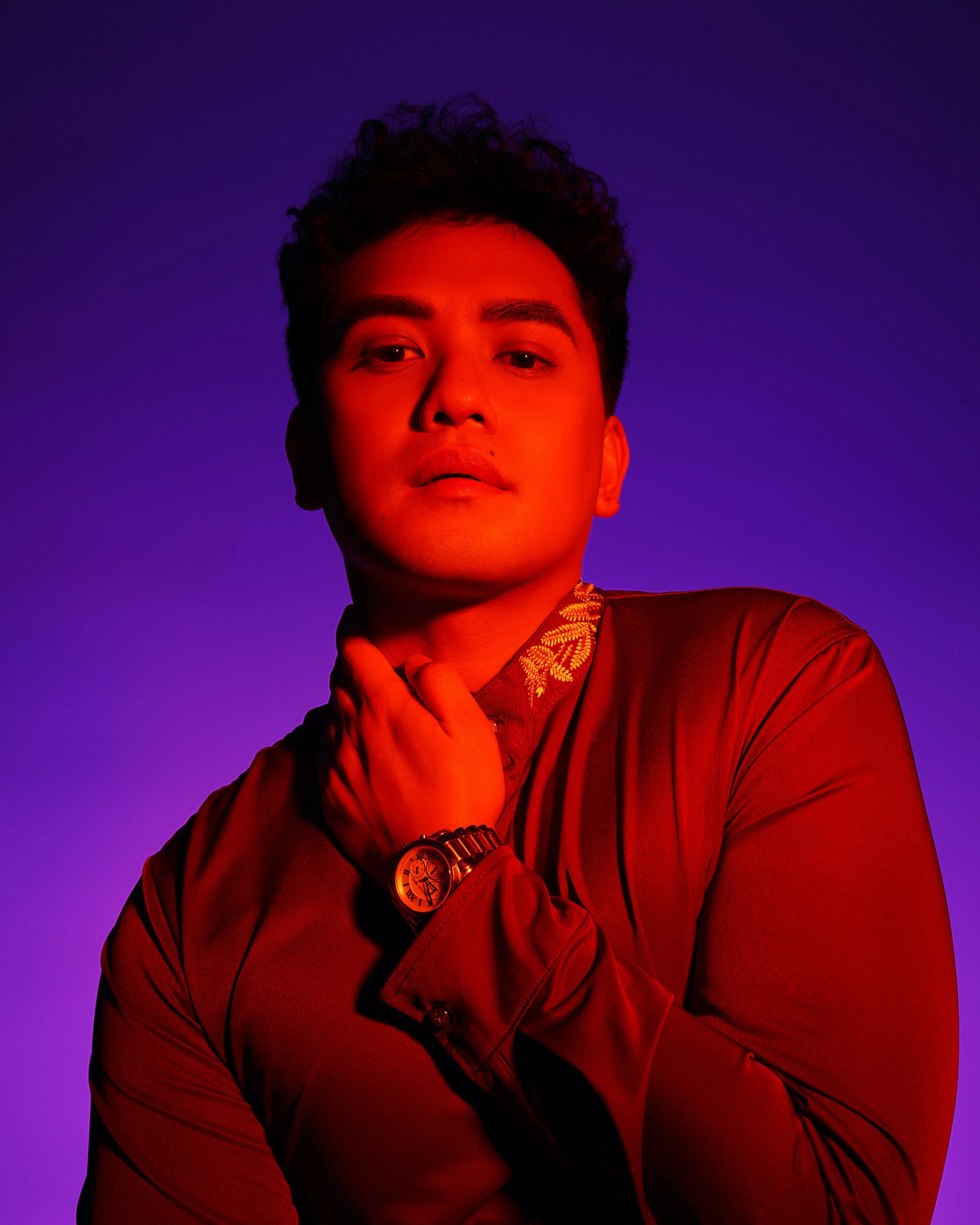 Nico de Castro luxury fashion portrait for Versace photographed by donovan cole orange kat energy