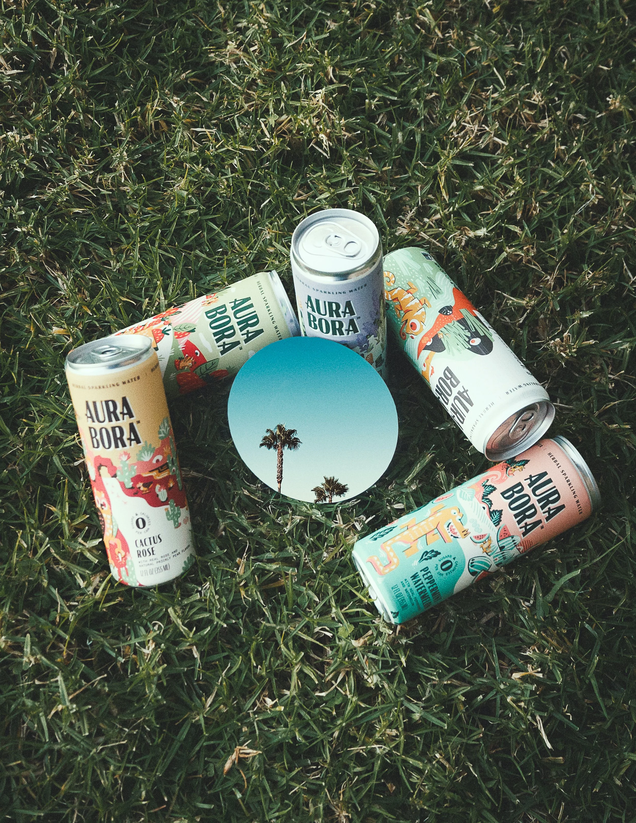 aura bora sparkling water beverage brand campaign photographed by donovan cole orange kat energy