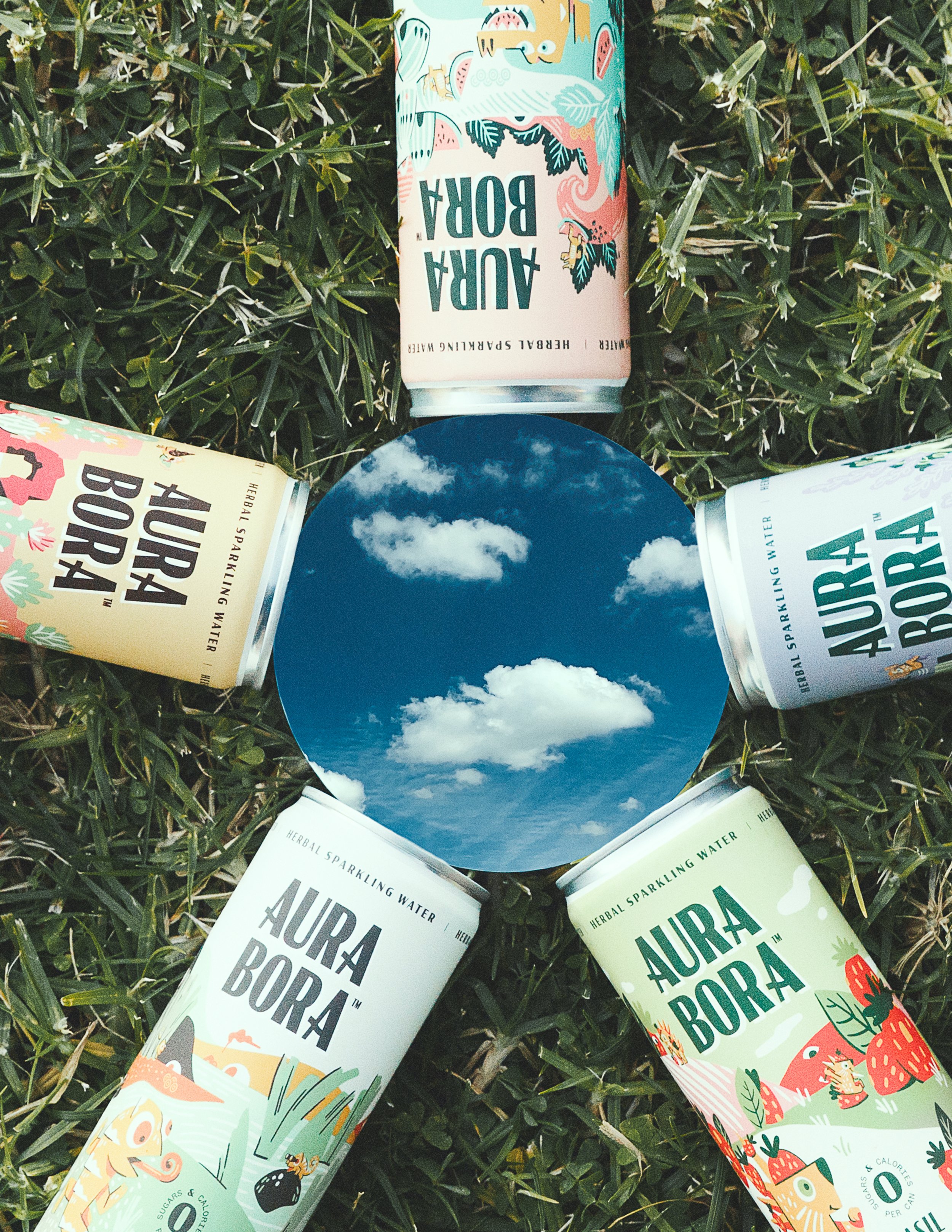aura bora sparkling water beverage brand campaign photographed by donovan cole orange kat energy