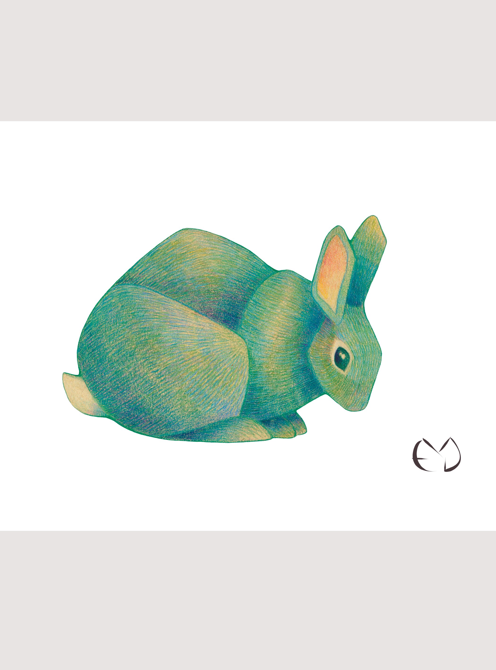 Teal Rabbit Print