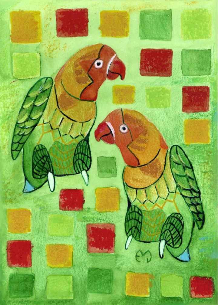 Geometric Fischer Lovebird Print