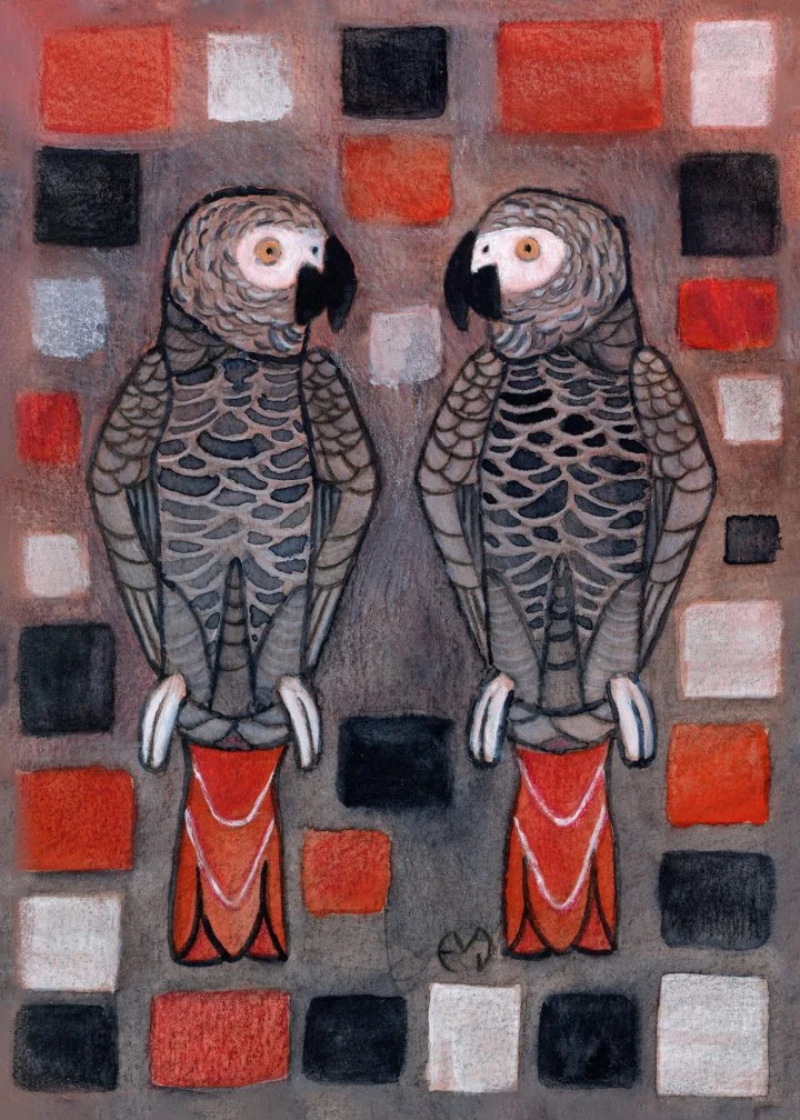 Geometric Gray African Parrot Print