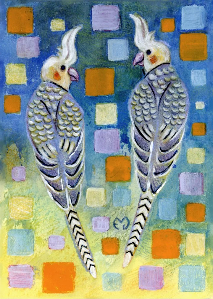 Geometric Cinnamon Pearl Cockatiel Print
