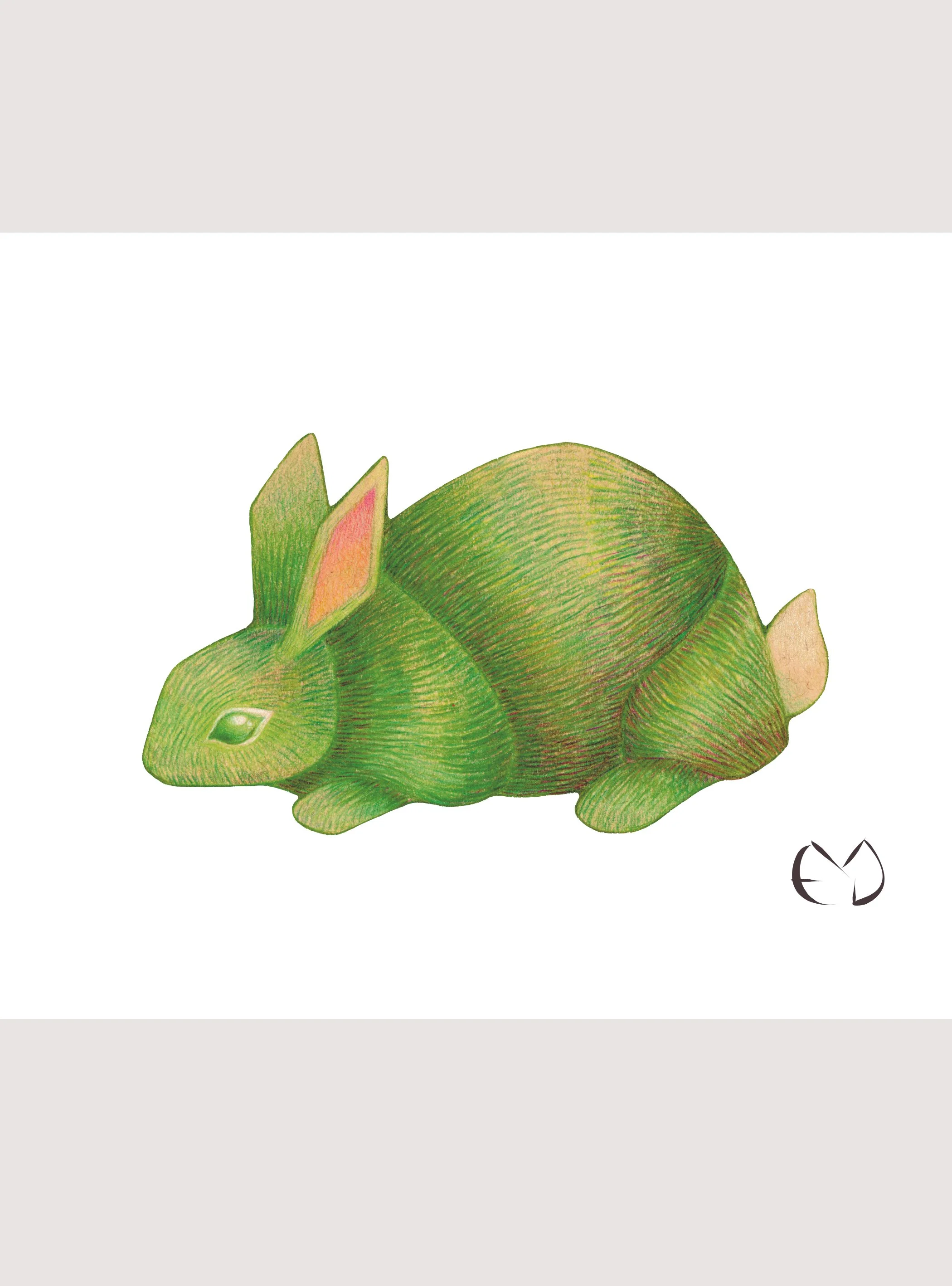 Green Rabbit Print
