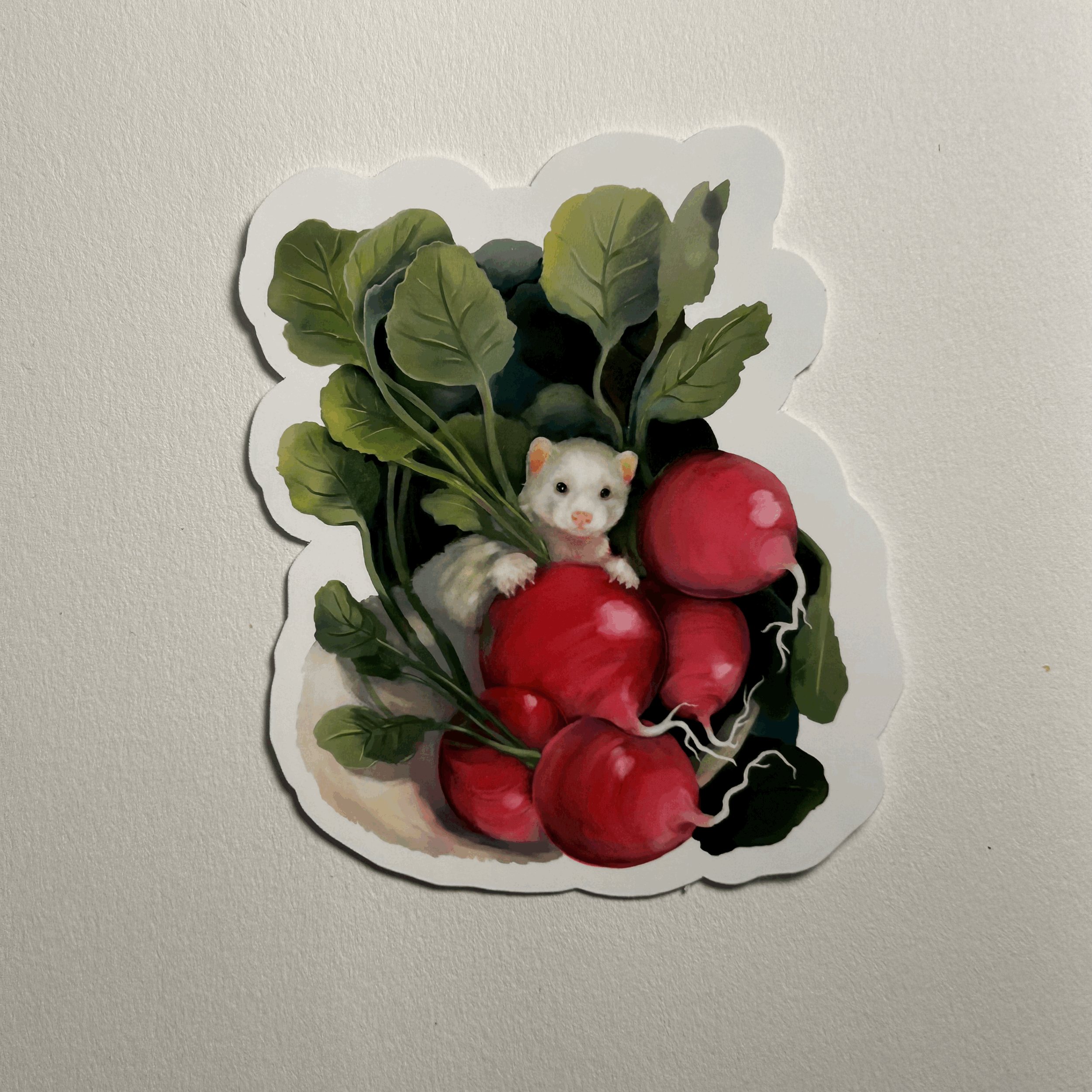 Ferret and Radishes Sticker