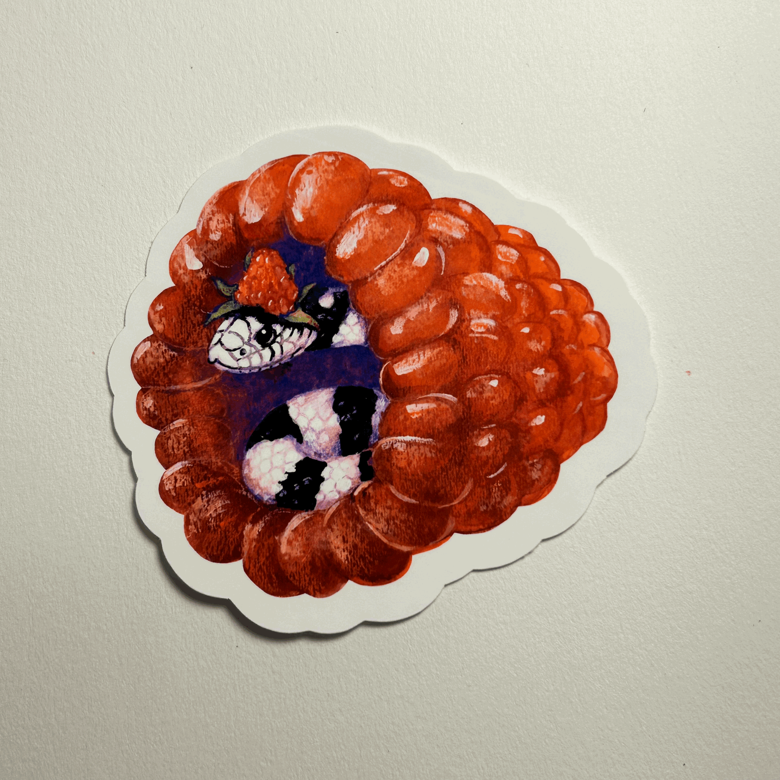 Snake and Raspberry Sticker