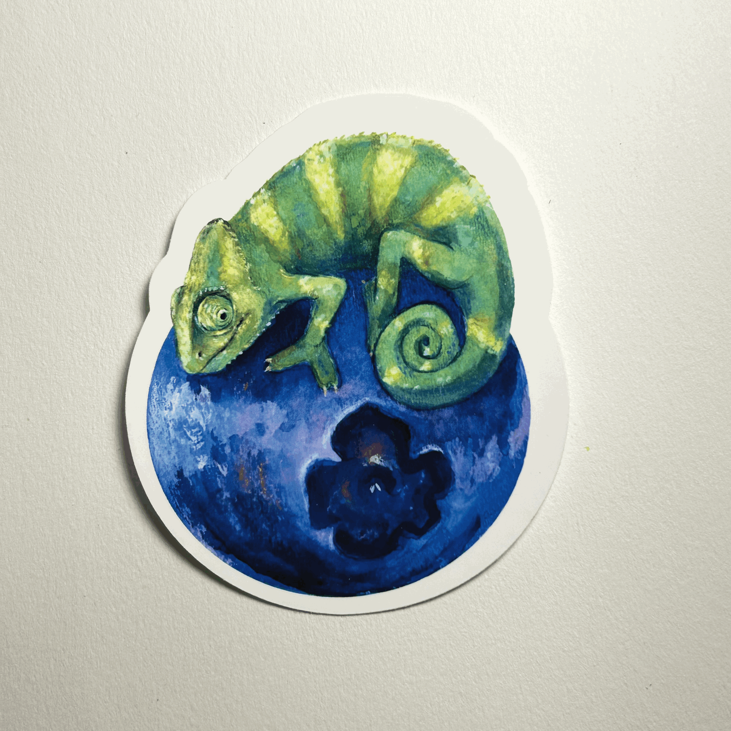 Chameleon and Blueberry Sticker