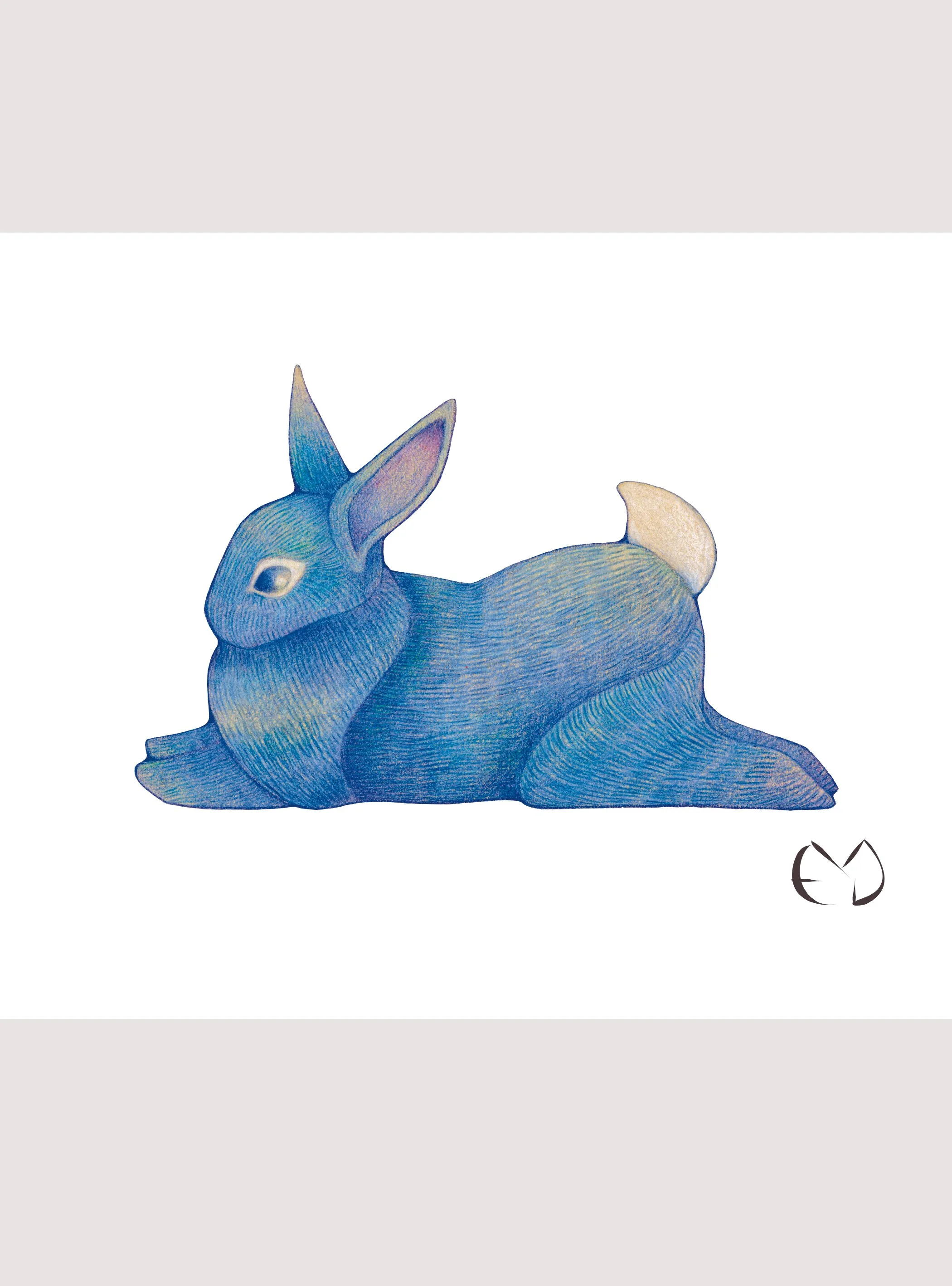 Blue Rabbit Print