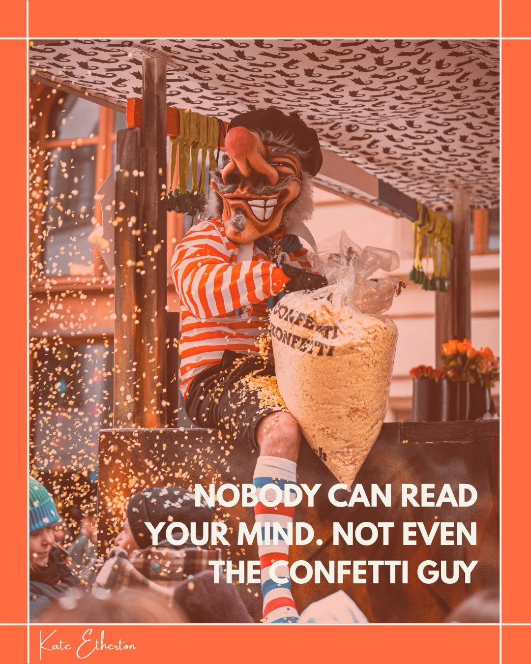 I saw this street performer with an entire sack of confetti and thought &mdash; this is basically what happens at a lot of weddings.

Someone decides confetti is happening. Nobody actually checks. It just... happens. To you. At volume.

Here's the th