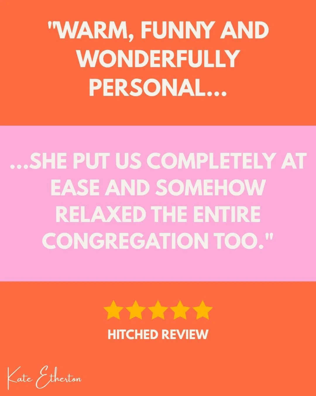 ⭐️ Warm, Funny and Wonderfully Personal ⭐️

"Our celebrant, Kate, brought such warmth, humour, and personality to our UK celebration that it felt every bit as magical as our overseas wedding. From the moment she began, she put us completely at e