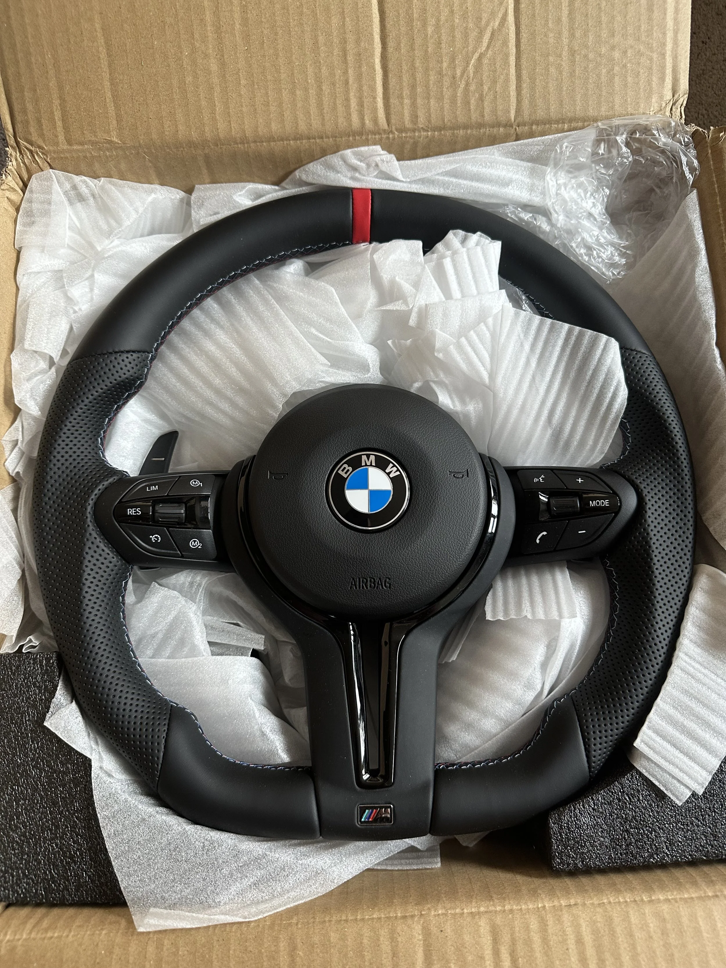 BMW Flat Bottom Steering Wheel Red 12 O'clock - F Series (No Airbag)