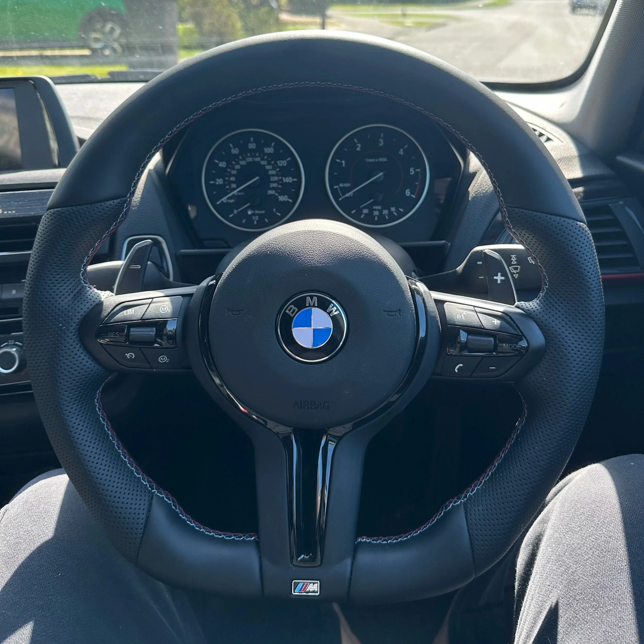 BMW Flat Bottom M Sport Steering Wheel - Leather Black finish - F Series (No Airbag)