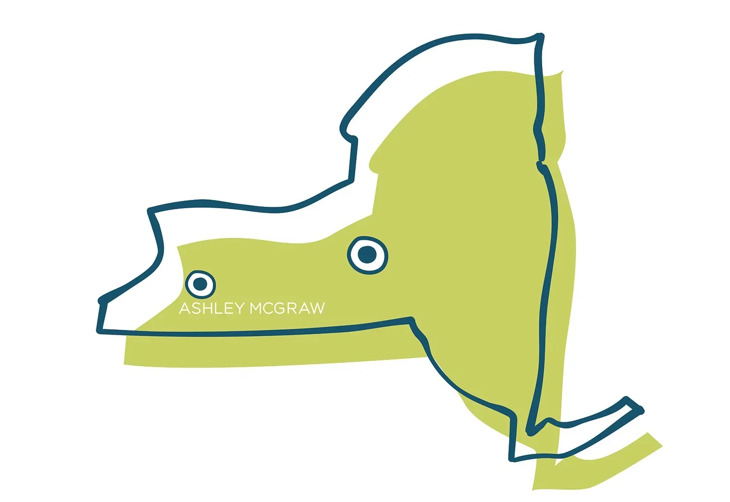 Map of New York State showing Ashley McGraw Architects' Syracuse headquarters and new Buffalo office location.