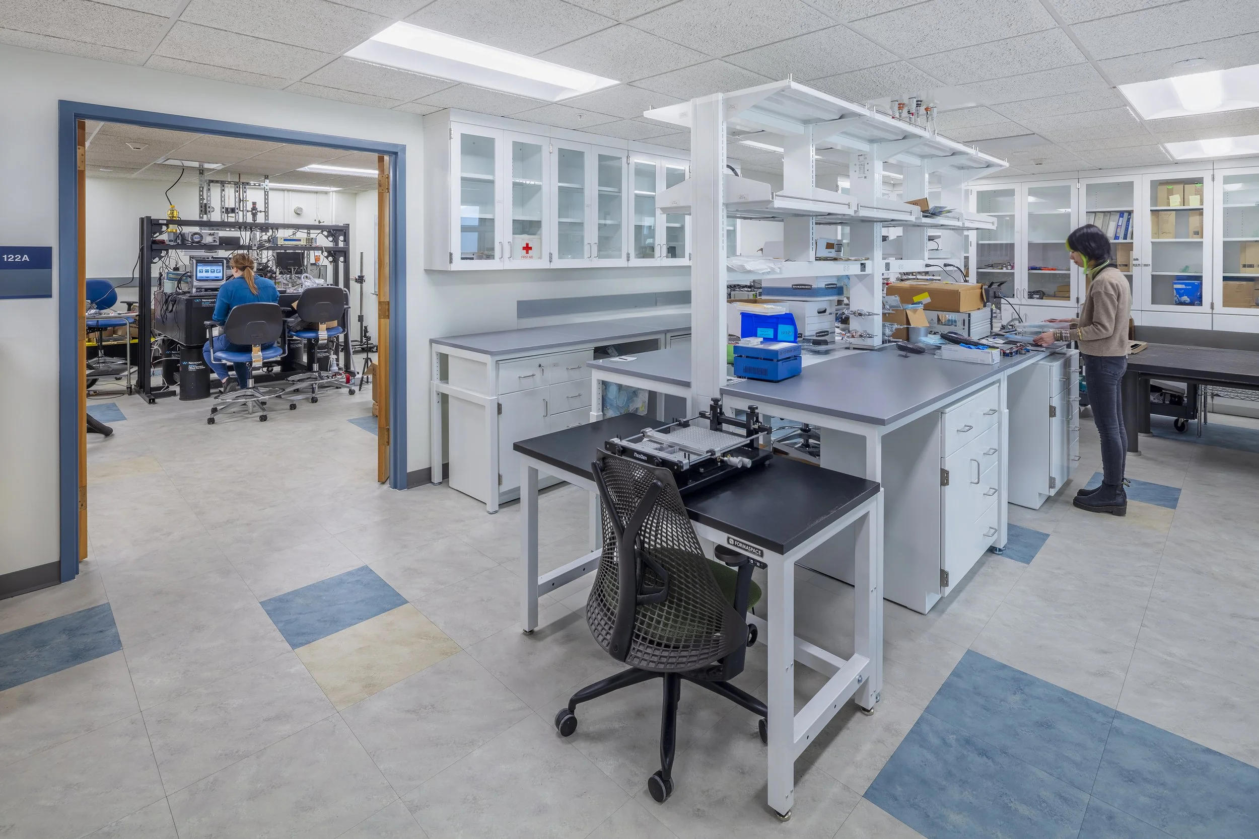 Researchers working in a flexible research laboratory at Cornell University.