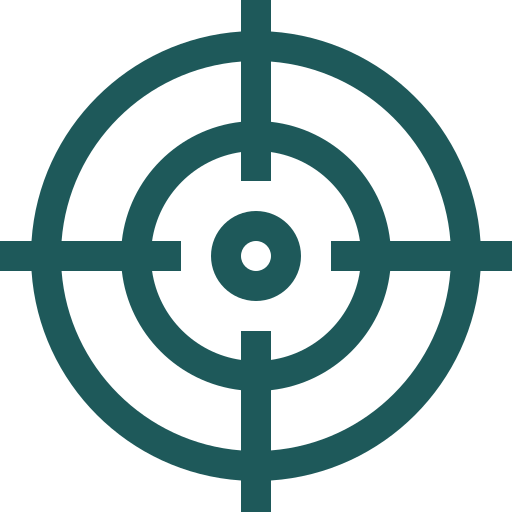 Cible de tir avec des cercles concentriques et un point central.