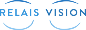 Logo de RElais Vision en bleu avec des cercles graphiques
