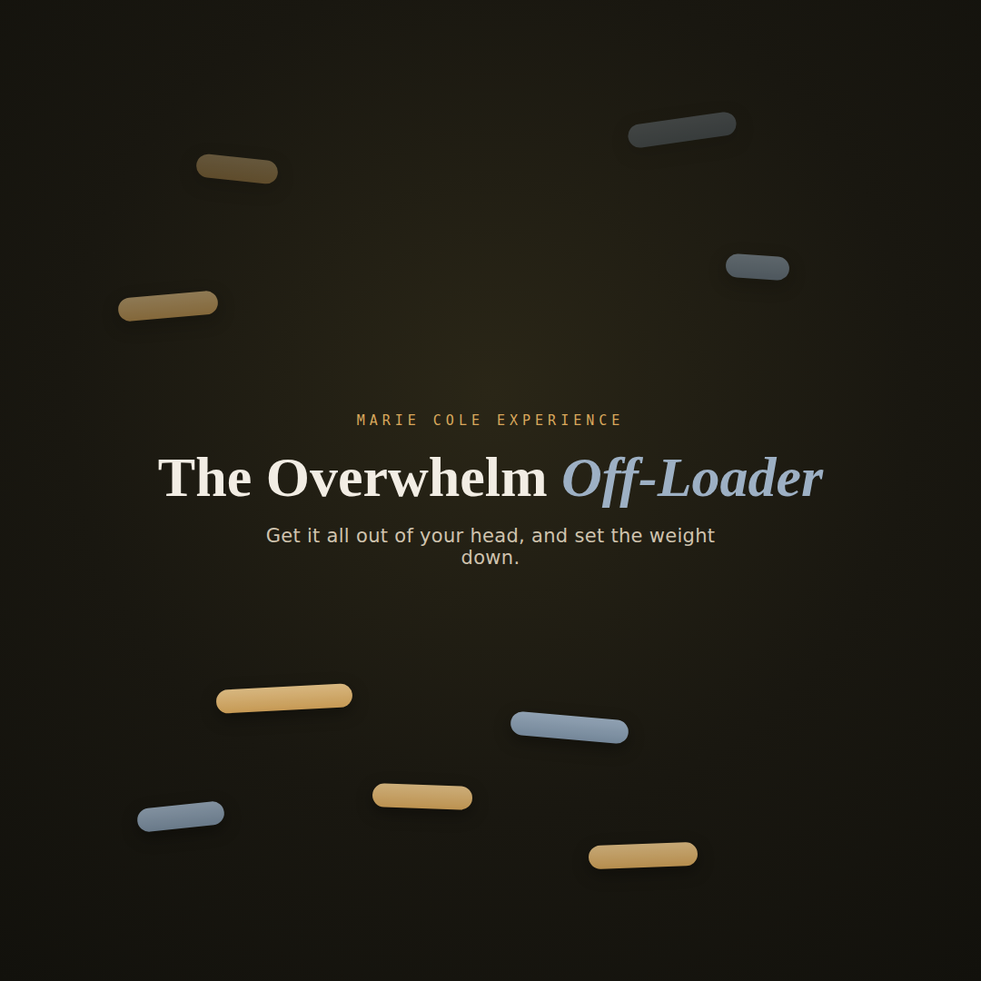 Interactive Overwhelm Off Loader interface helping users sort tasks into clear categories.