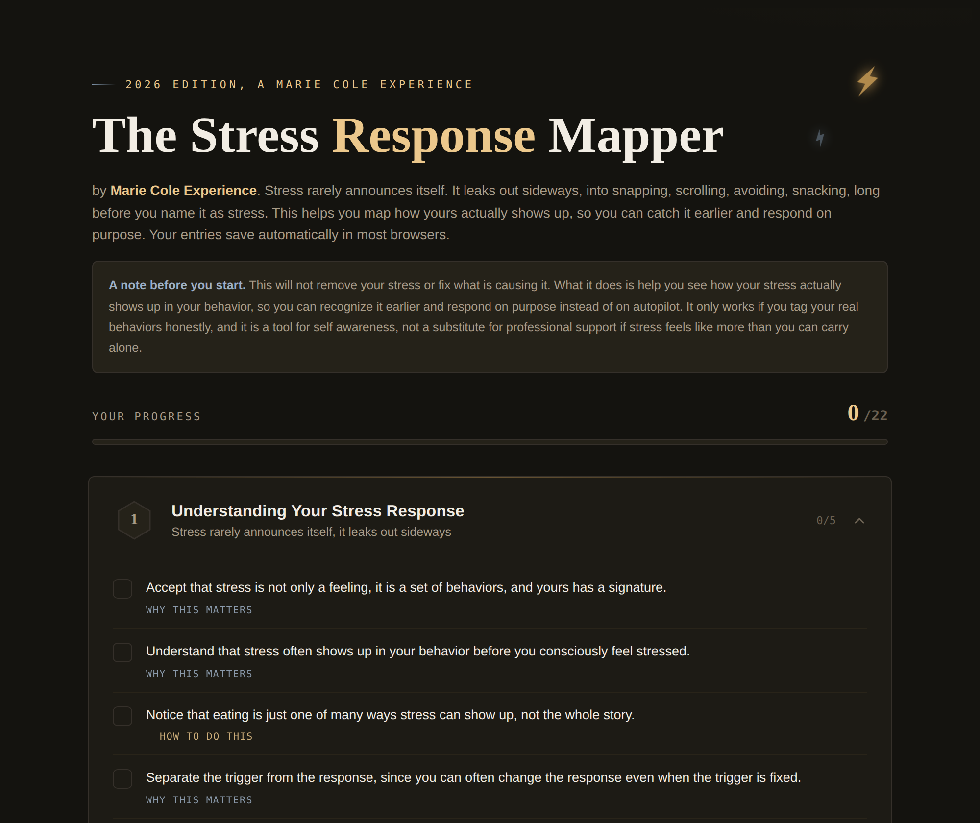 Stress Response Mapper visual highlighting top stress triggers based on user data.
