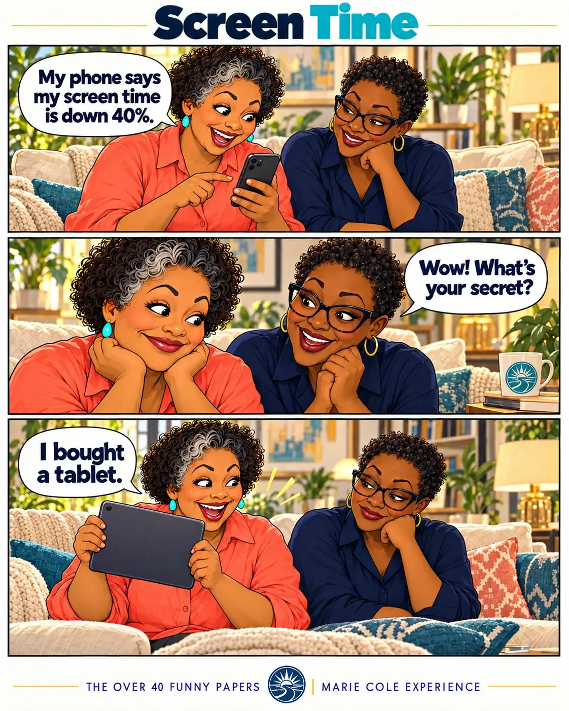 Screen Time — a woman says her phone screen time is down 40 percent because she bought a tablet.