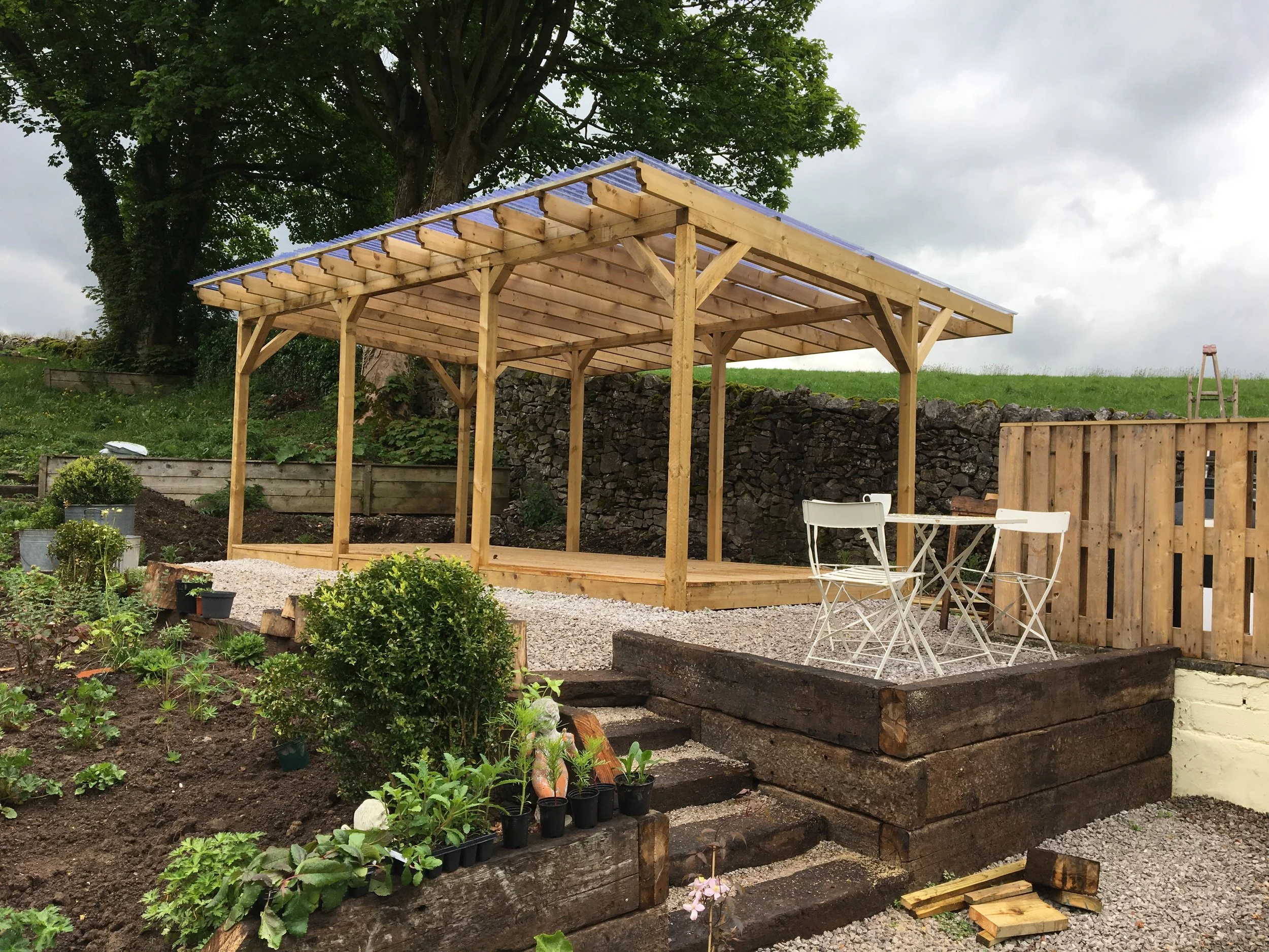 Pergola for an outdoor garden cafe in Millersdale, Derbyshire