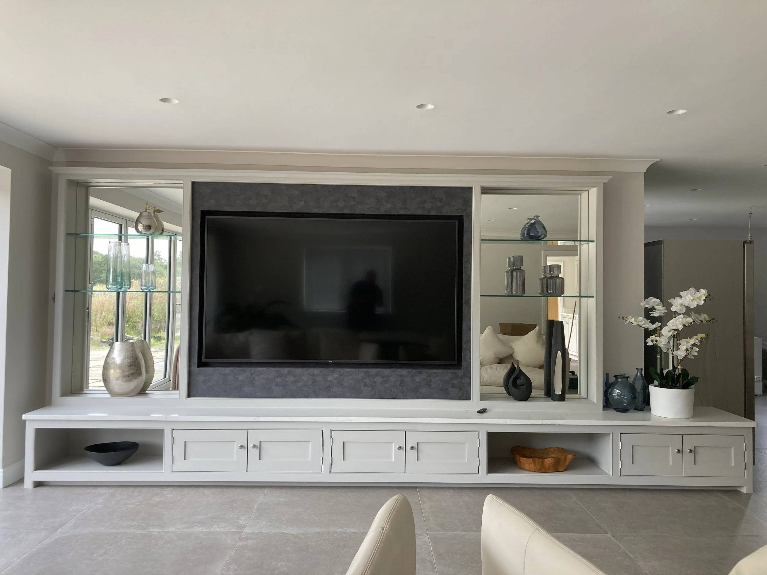 Custom built media wall in Disley, Cheshire