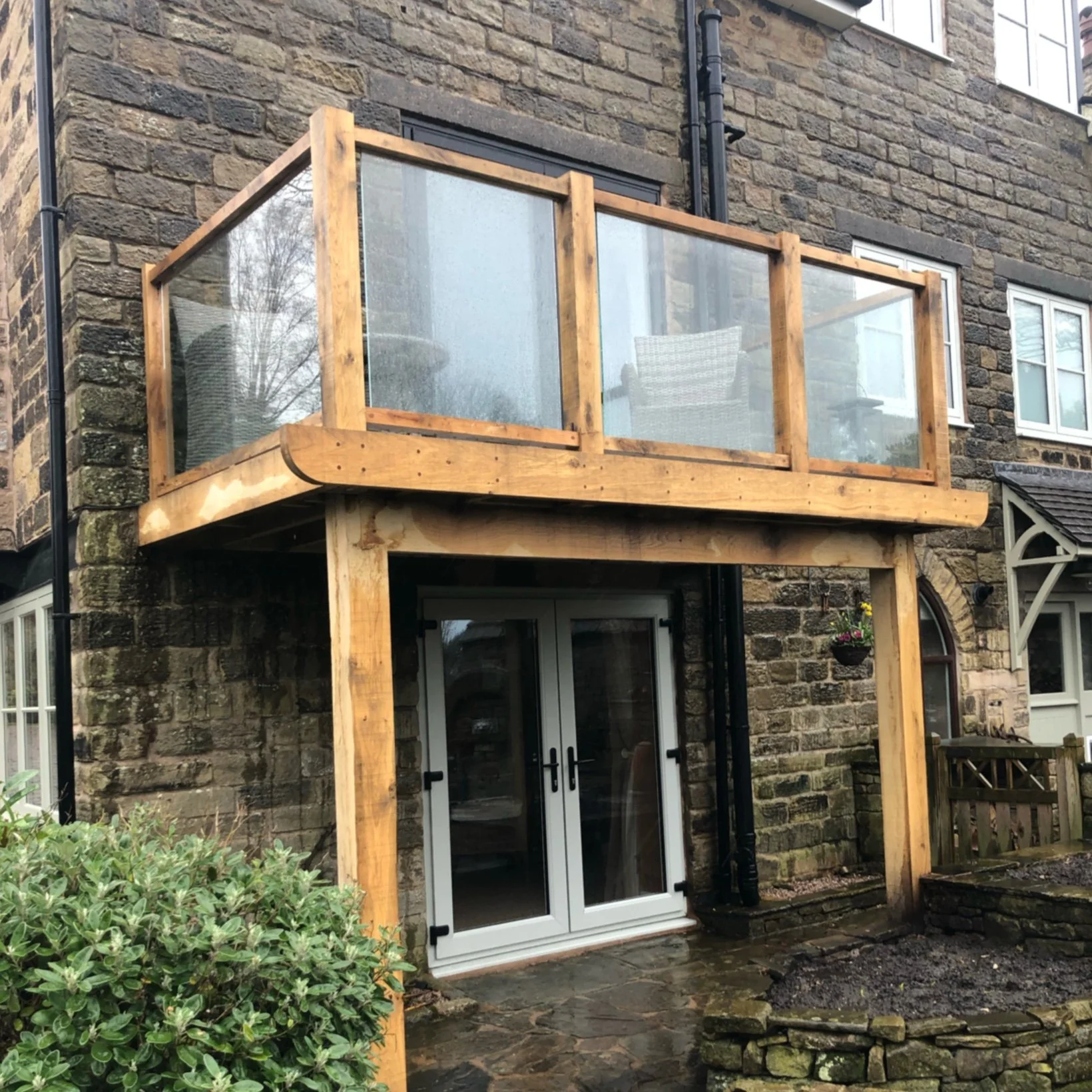 Glazed oak frame balcony, glossop