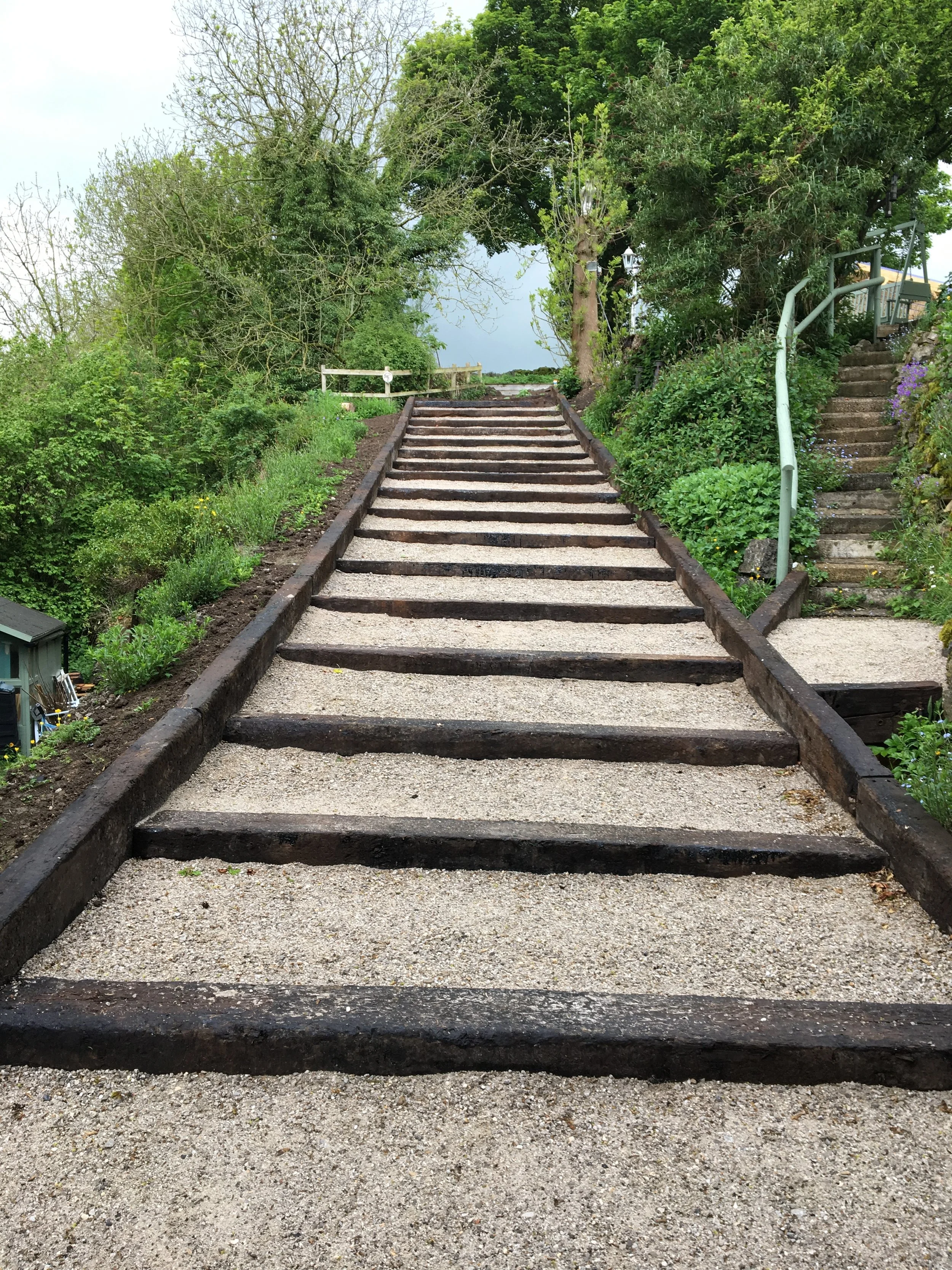 Custom built sleeper steps up to the station house in Millers Dale