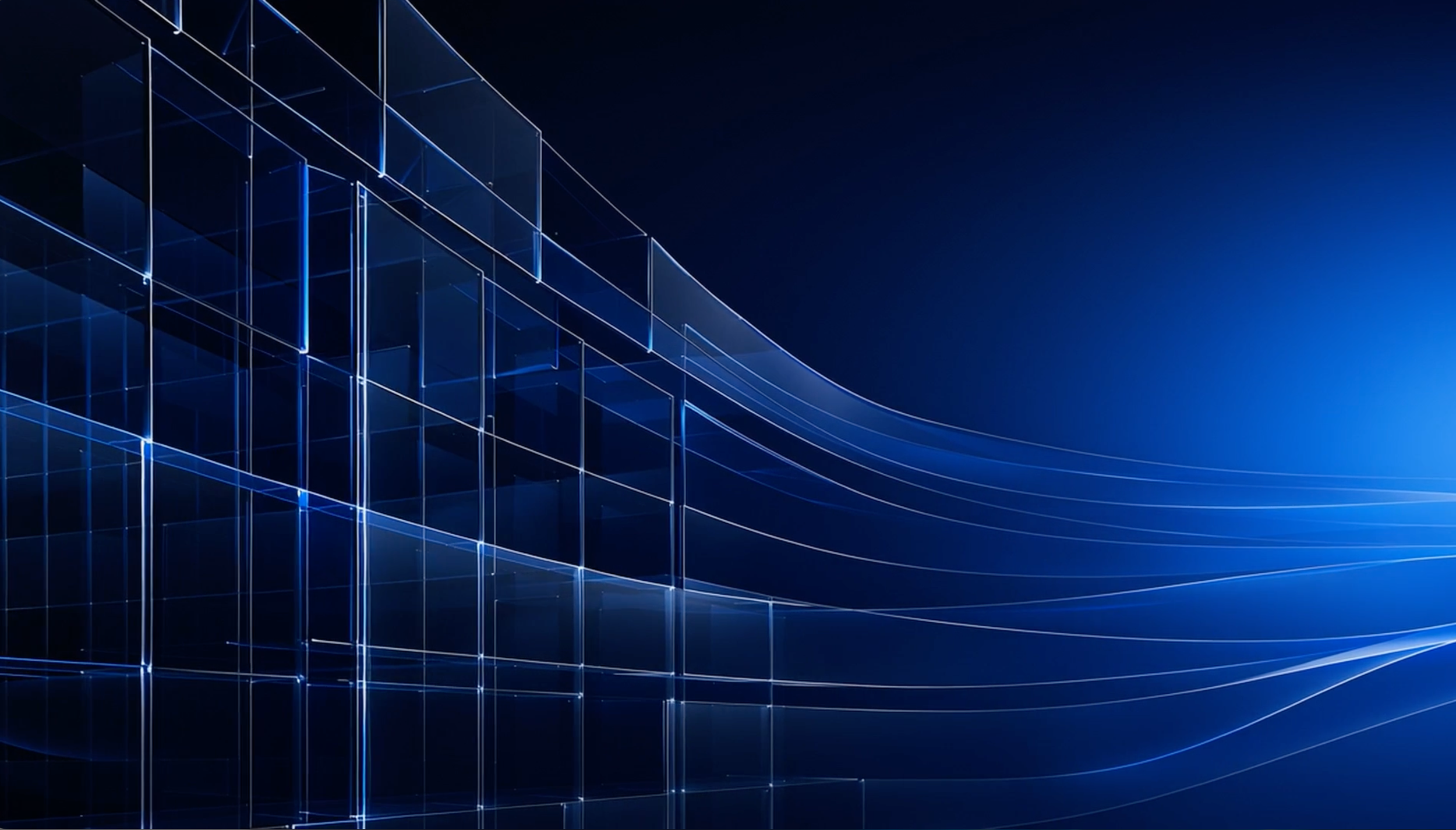 Digital abstract background with blue glowing grid lines and wave patterns on a dark blue background for ASN.