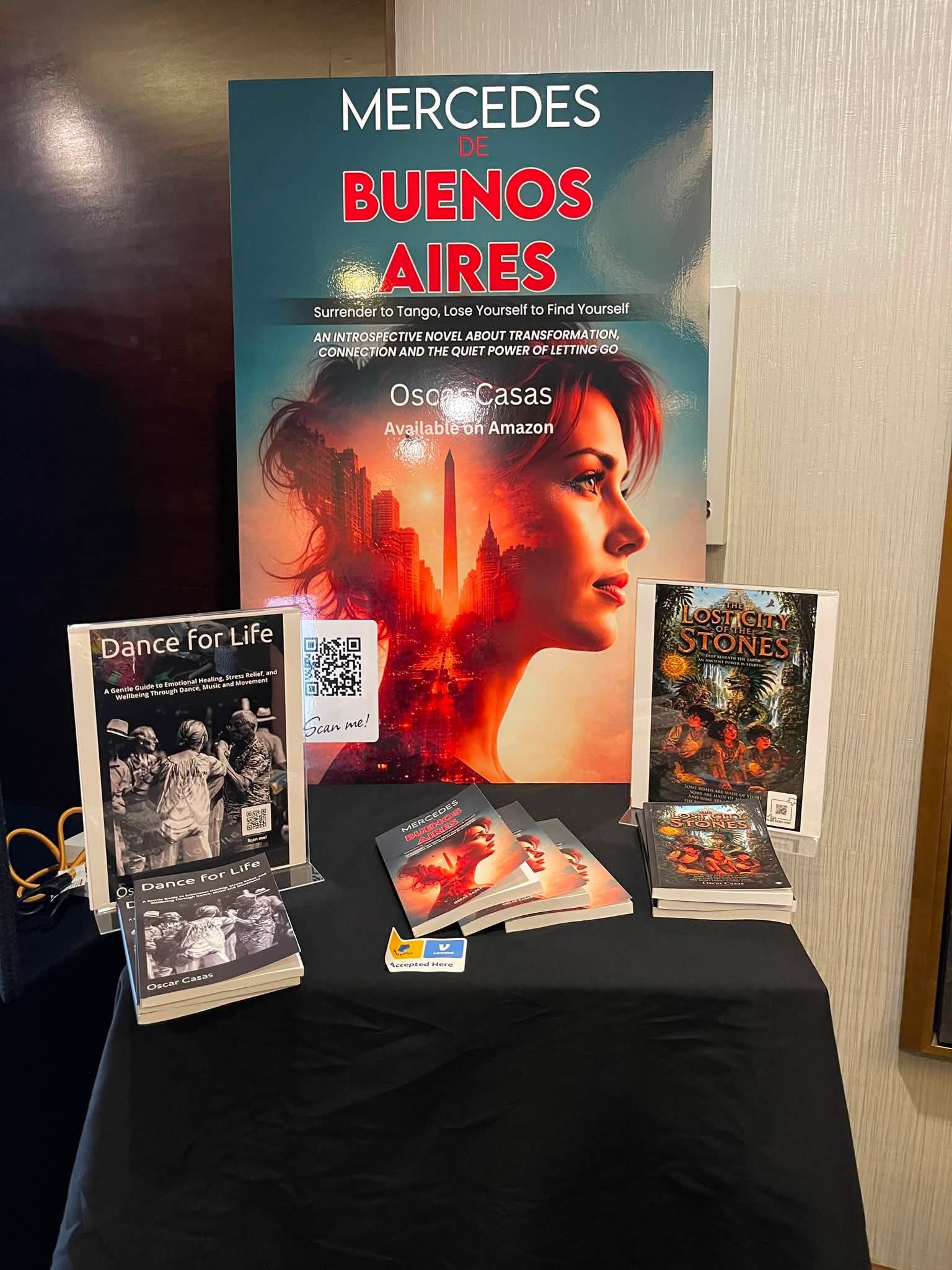 Here we are at the Chicago Windy City Tango Fest, teaching classes and promoting my books. See you on the dance floor.